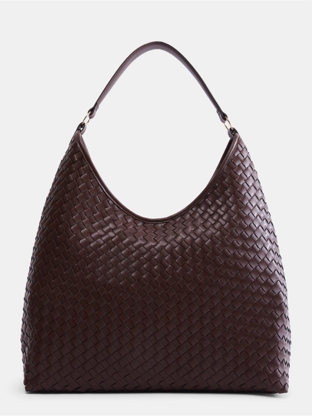 Scenario Women's Faux Leather Woven Hobo Shoulder Bag in Chocolate Brown